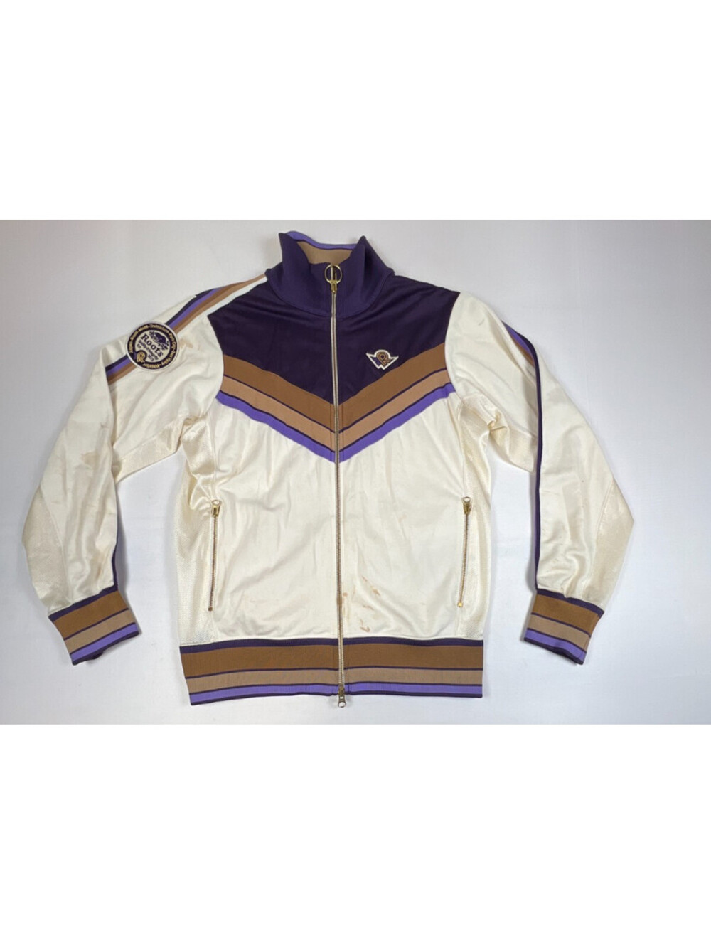 Vintage Roots Banff Track Jacket Men Medium M Purple Cream Full Zip Sport Retro
